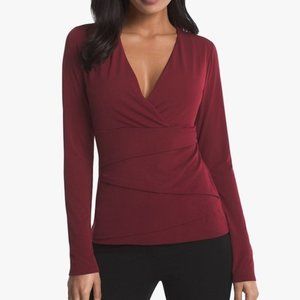 WHBM Long Sleeve Instantly Slimming Burgundy Top